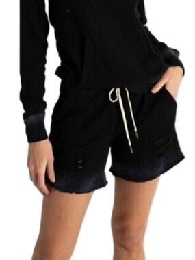 n:Philanthropy Coco Tie Dye Shorts Small | Black Distressed Raw Hem Lounge NWT
